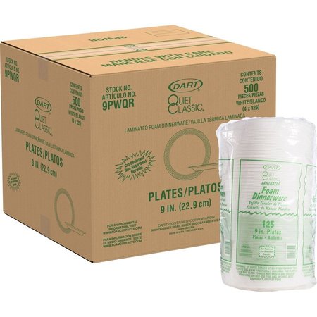 DART CONTAINER Plate, Plastic, 9", We, 4PK DCC9PWQRCT